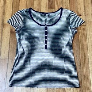 Vintage Gap Slim Navy Stripe Henley Shirt